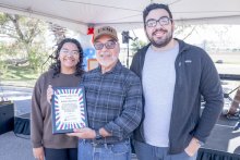 Adrian Sanchez accepting his Veteran of the Year award