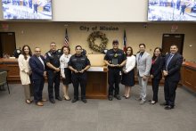 Group photo of hometown hero award presentation