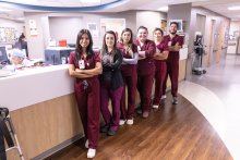 Hospital staff standing in a line