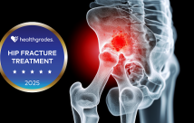Hip fracture image with healthgrade logo