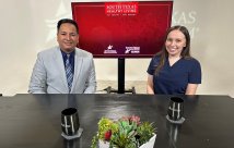 Tom Castaneda and Abby Garza-Leal on the set of South Texas Healthy Living
