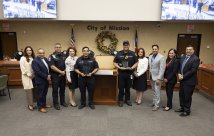 Group photo of hometown hero award presentation